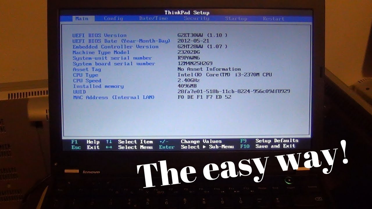 lenovo thinkpad boot to bios