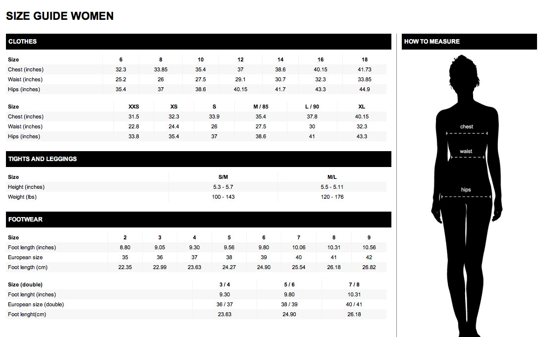 size guide for zara