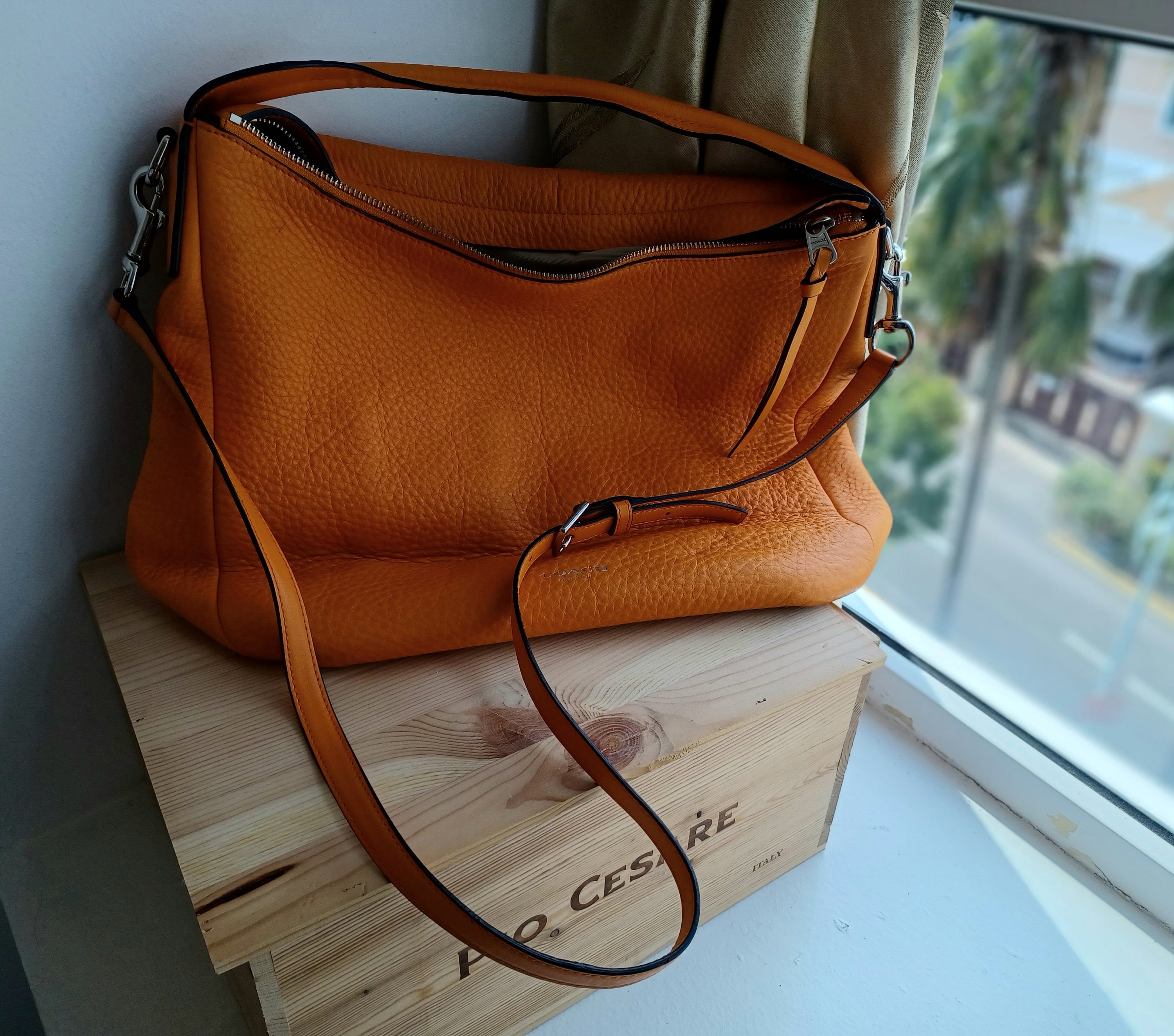 orange coach handbag