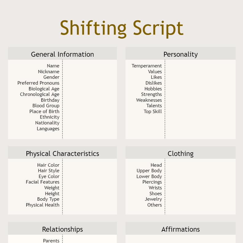 shifting scripts template