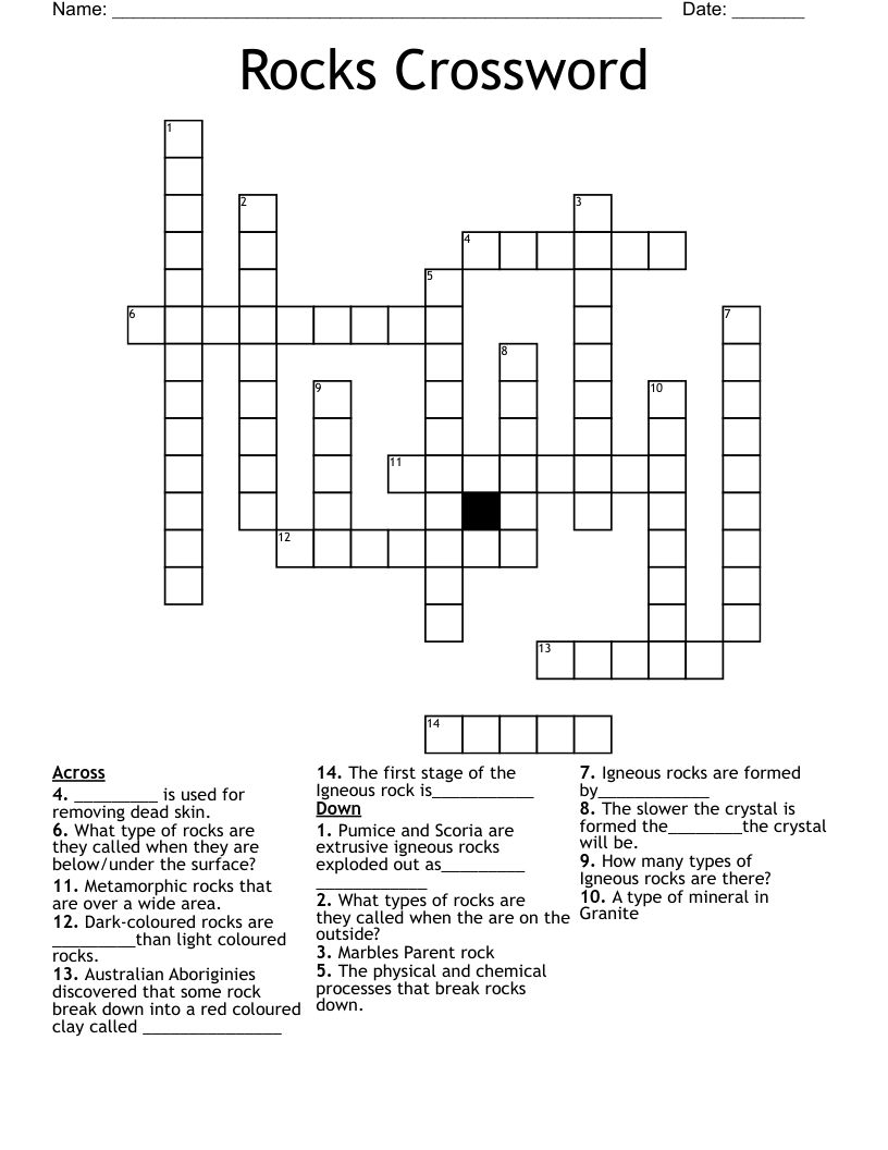 rock crossword