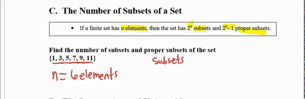 formula for number of subsets