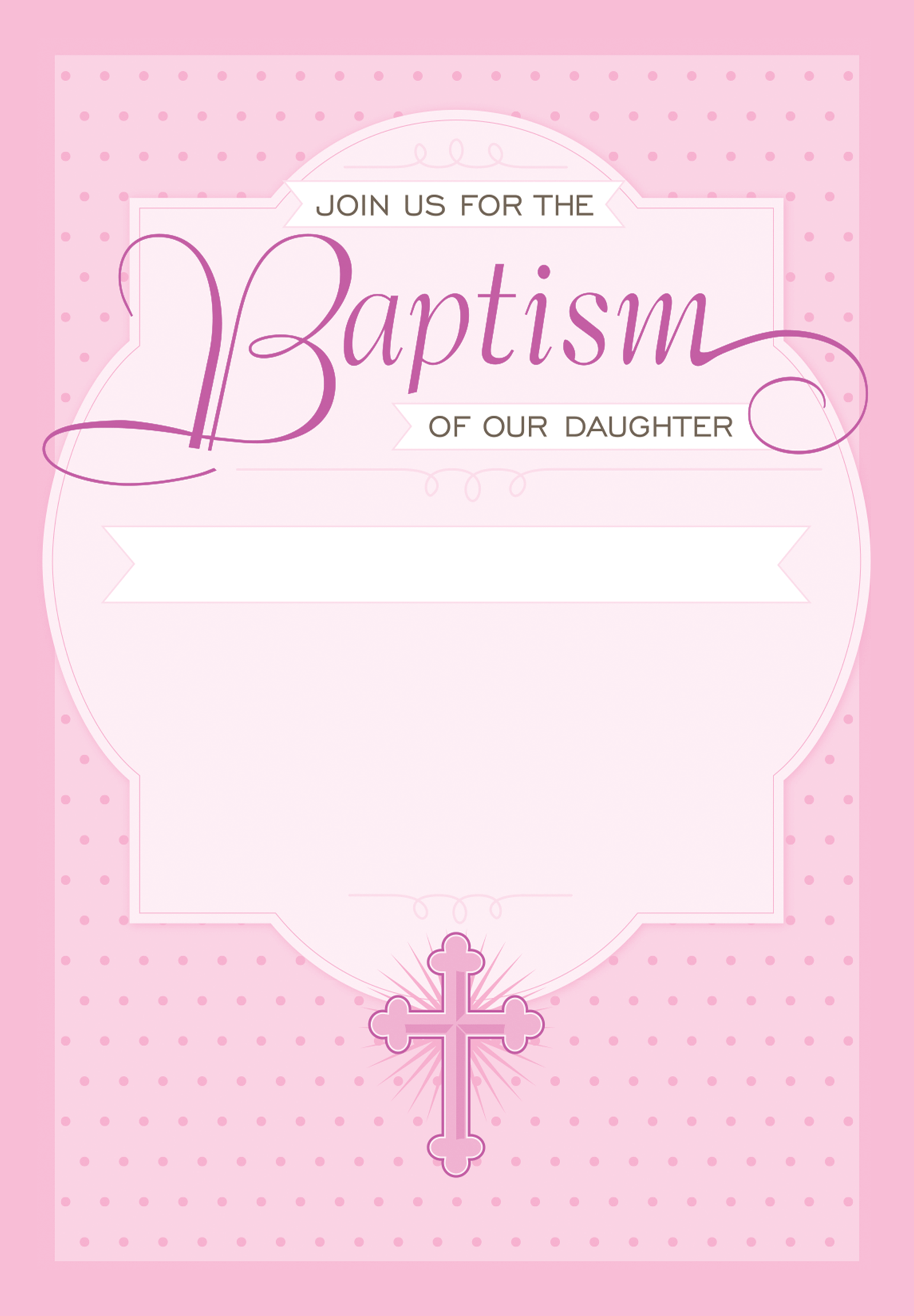 blank christening invitation background design for baby girl