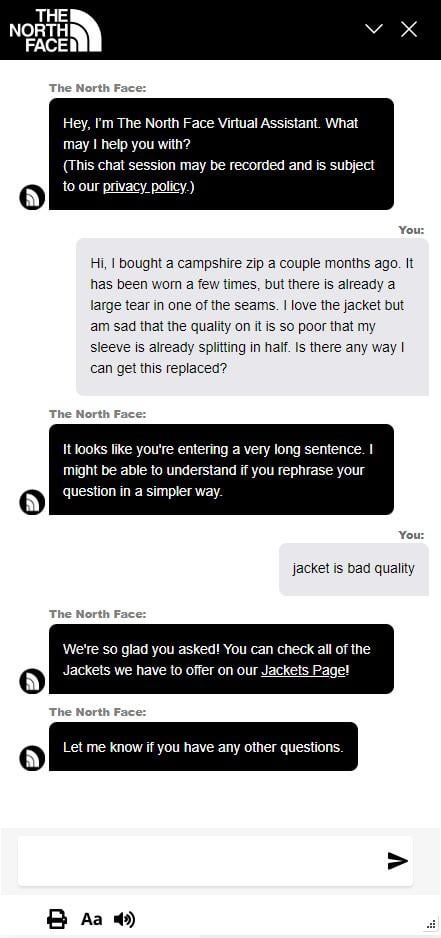 north face chat