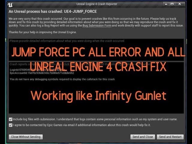 an unreal process has crashed ue4 jump force