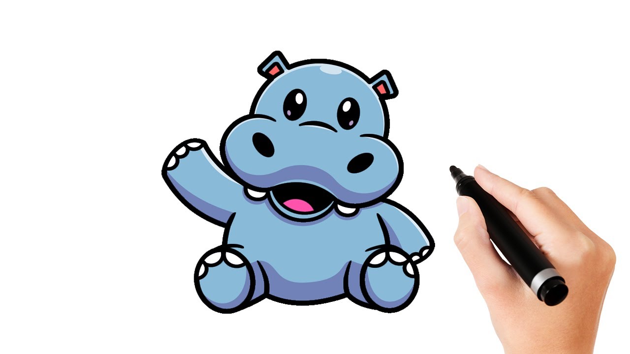 cute hippo drawing