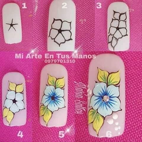 flores en uñas paso a paso