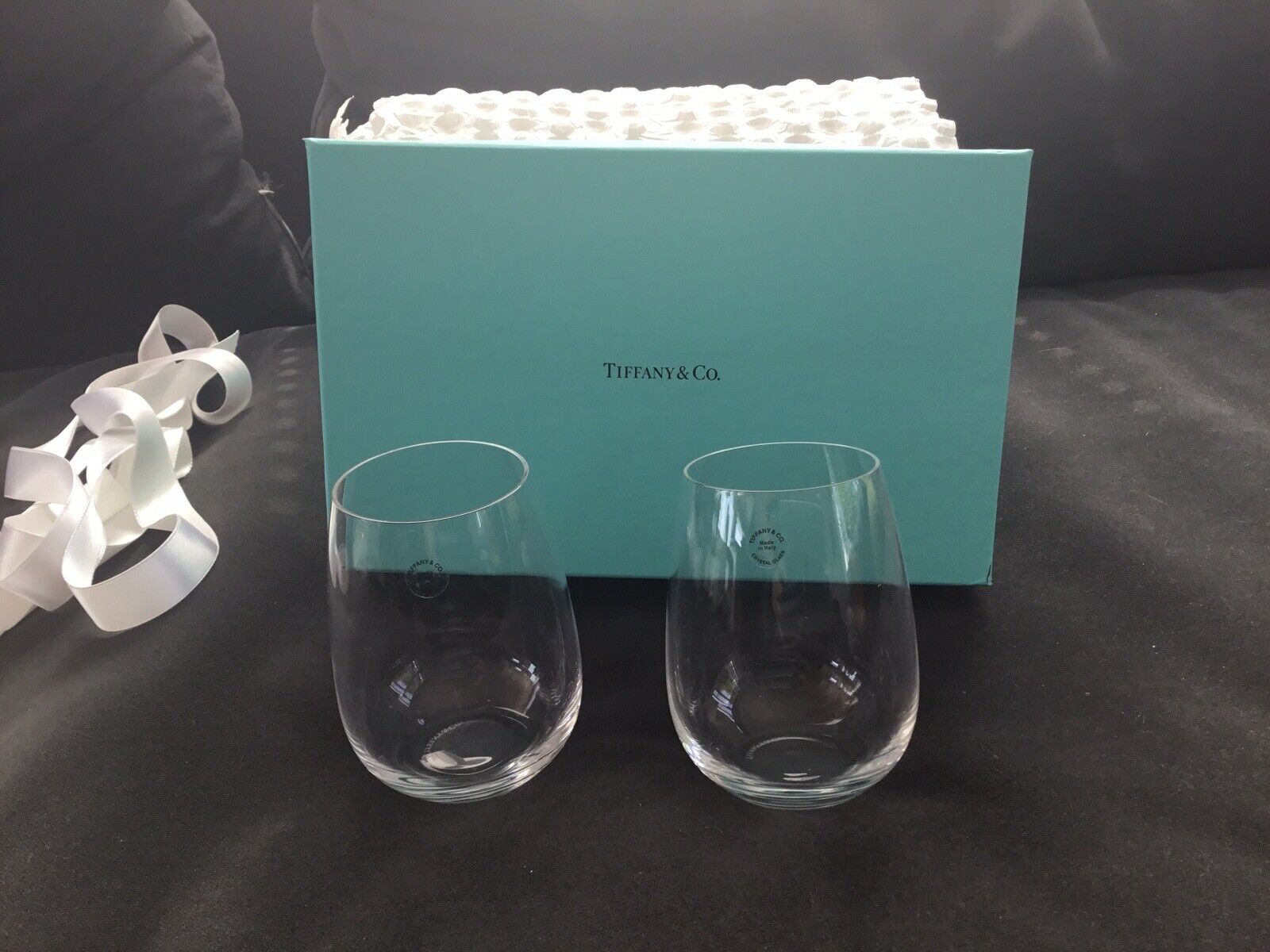 tiffany stemless wine glasses