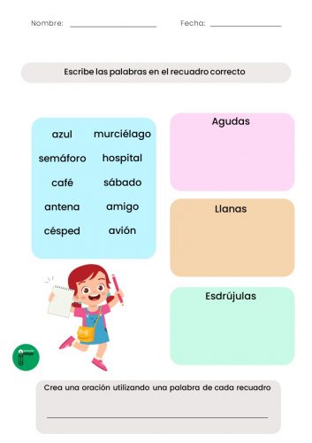 ficha de agudas llanas y esdrujulas