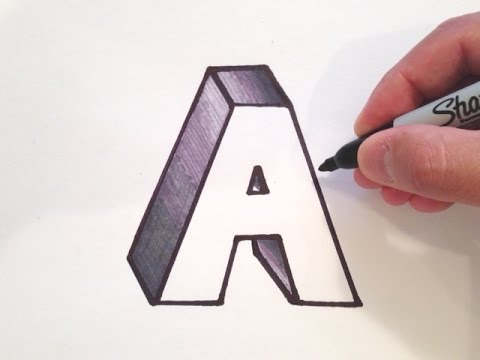 how to draw letter a in 3d