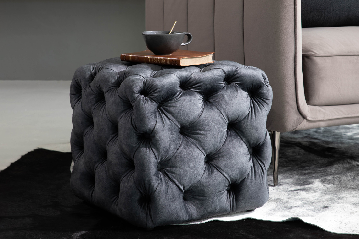 velvet tufted ottoman