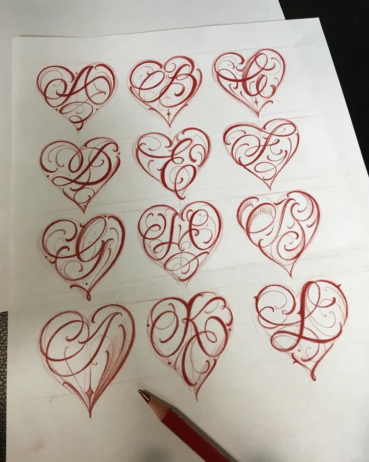 heart lettering tattoo