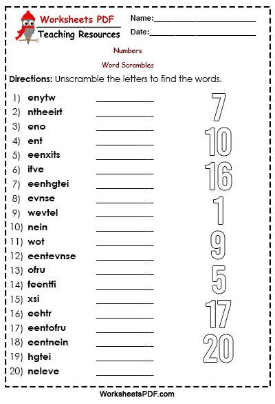 unscramble worksheet