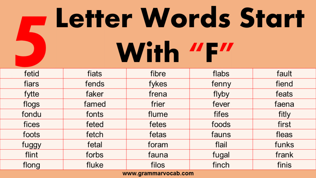 five letter word beginning with f