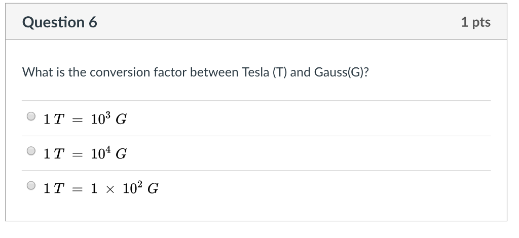 1 gauss to tesla