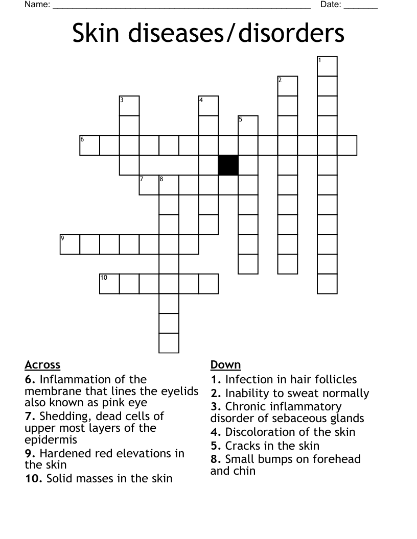 skin condition crossword clue