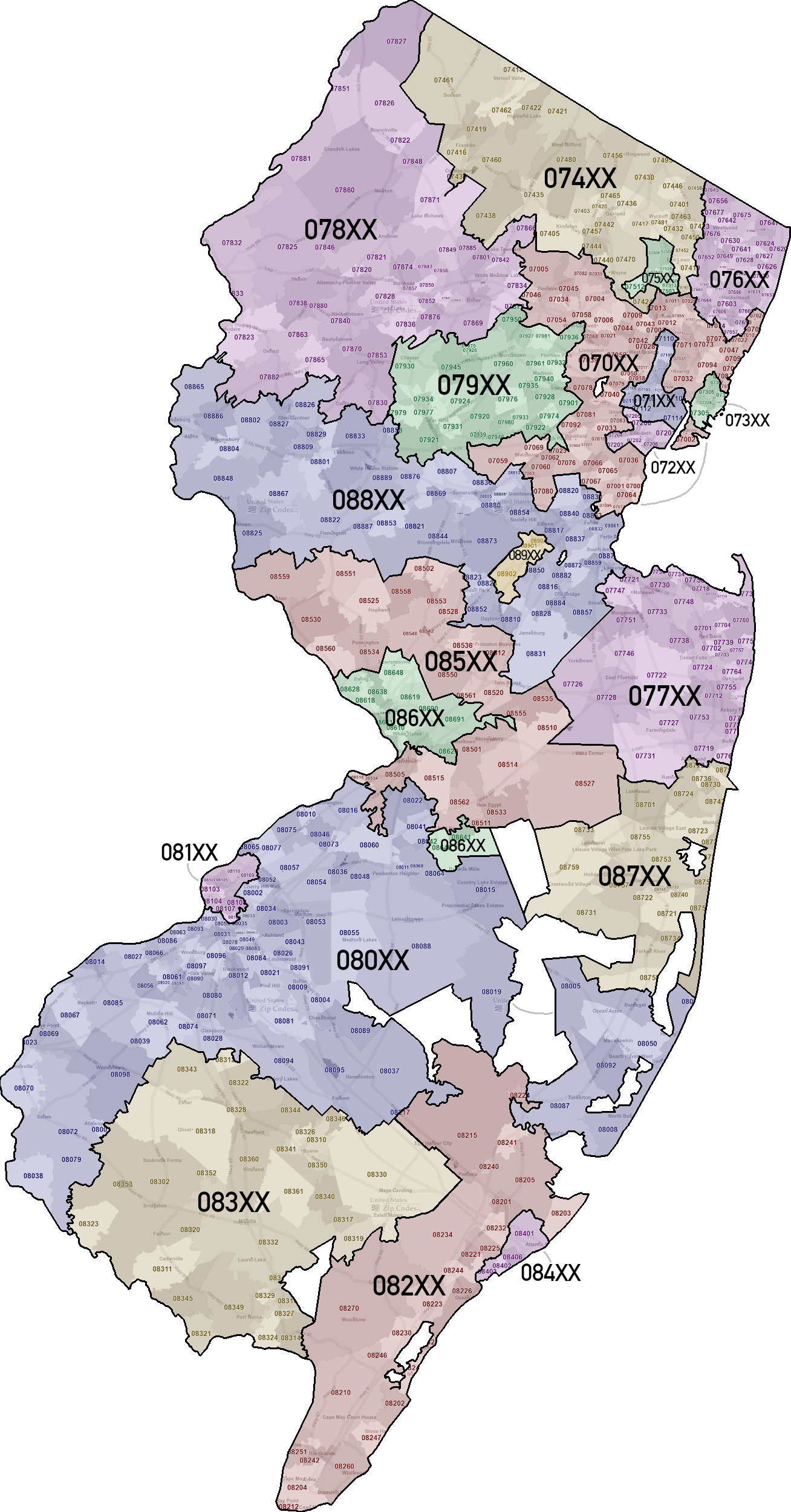 postal code of new jersey