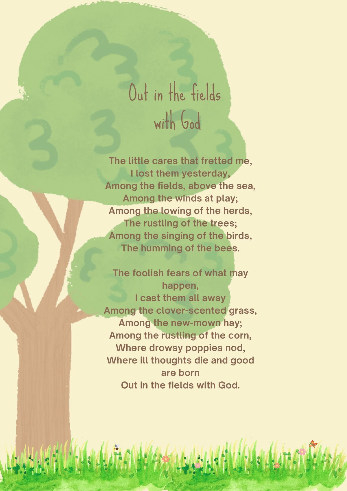 out in the fields with god poem summary