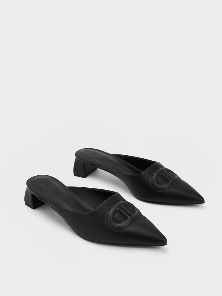 black pointed mules