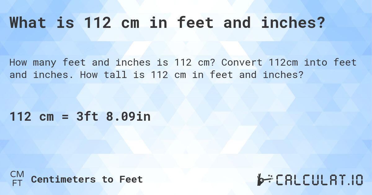 112 cm to inches and feet