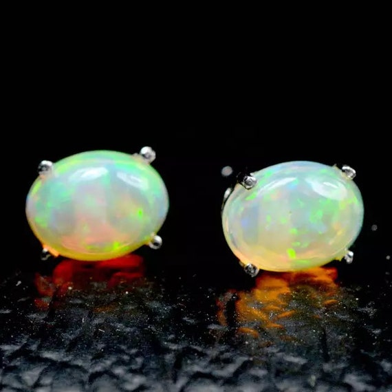 natural opal stud earrings