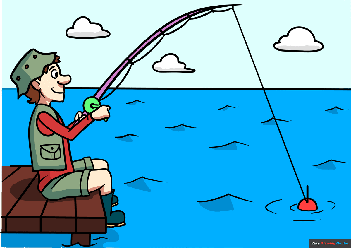 man fishing drawing