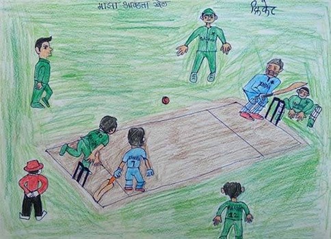 my favourite game cricket drawing