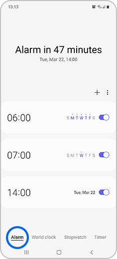 alarm clock on samsung