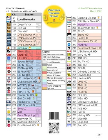 directv channel schedule