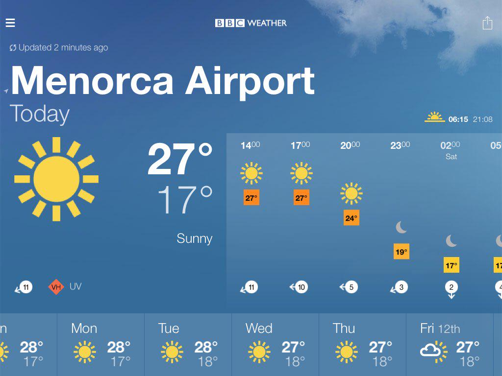 bbc weather menorca