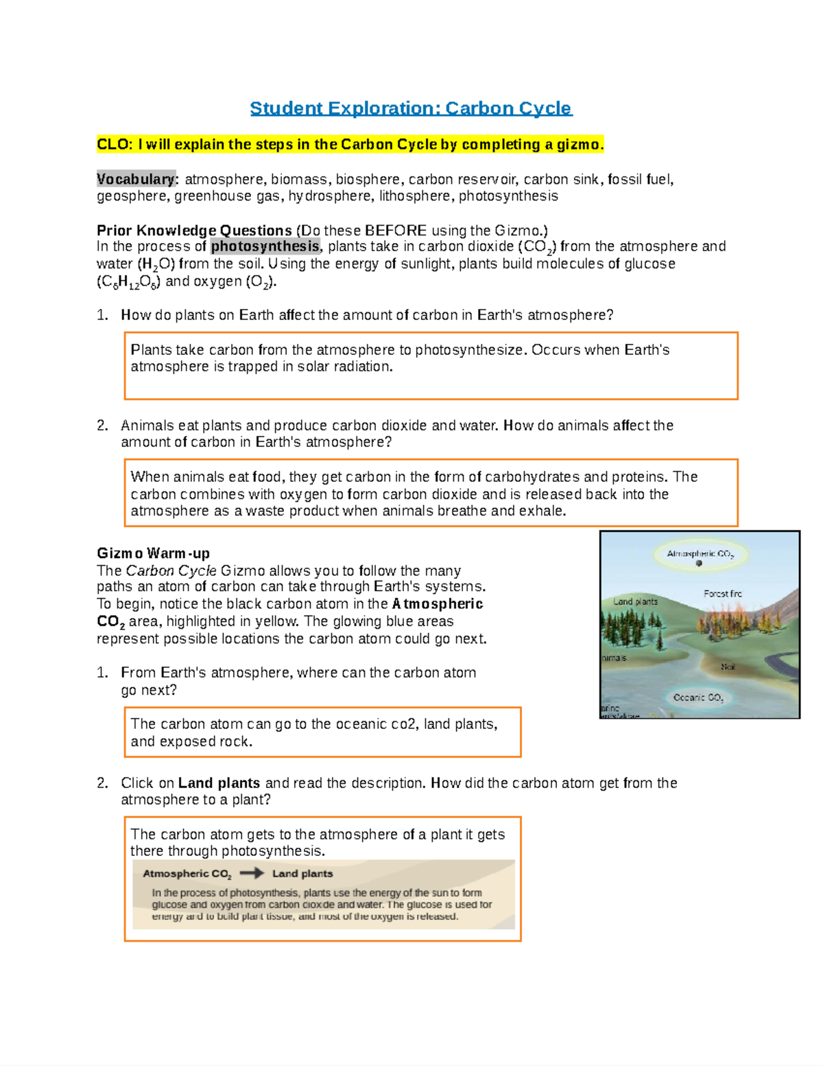 student exploration carbon cycle gizmo answer key pdf