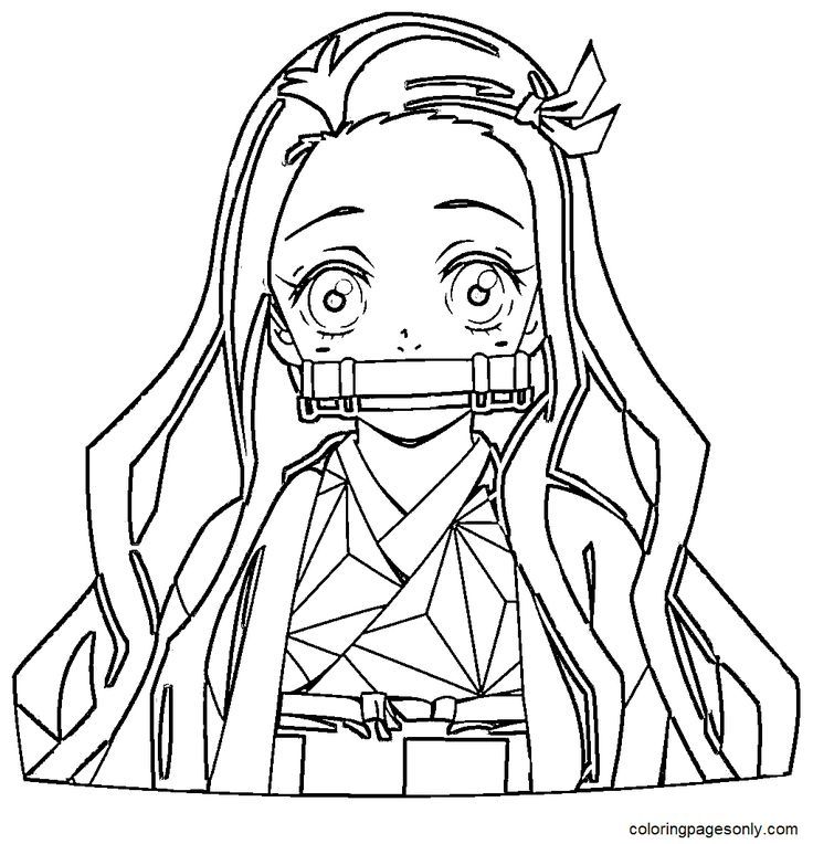 nezuko colouring page