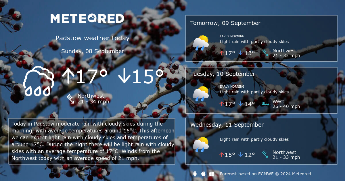 14 day weather forecast padstow cornwall