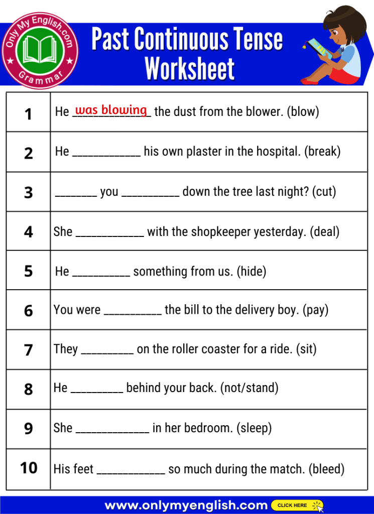 past continuous tense exercises pdf