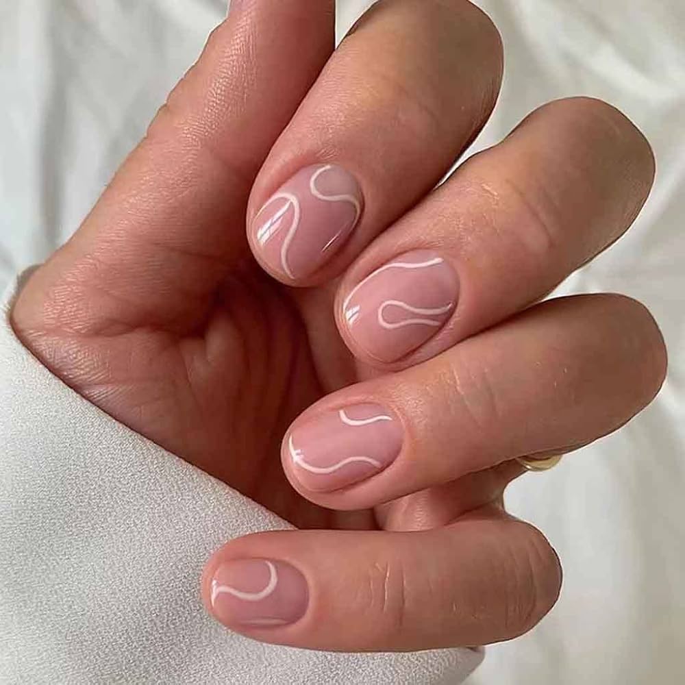 clear short nails with design