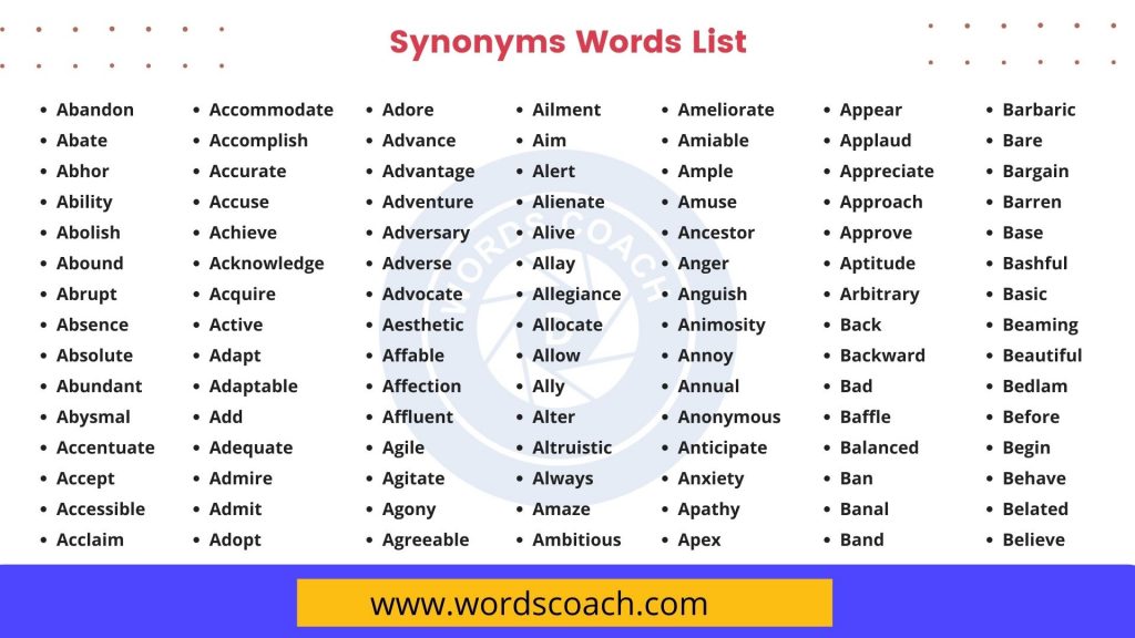 synonyms english