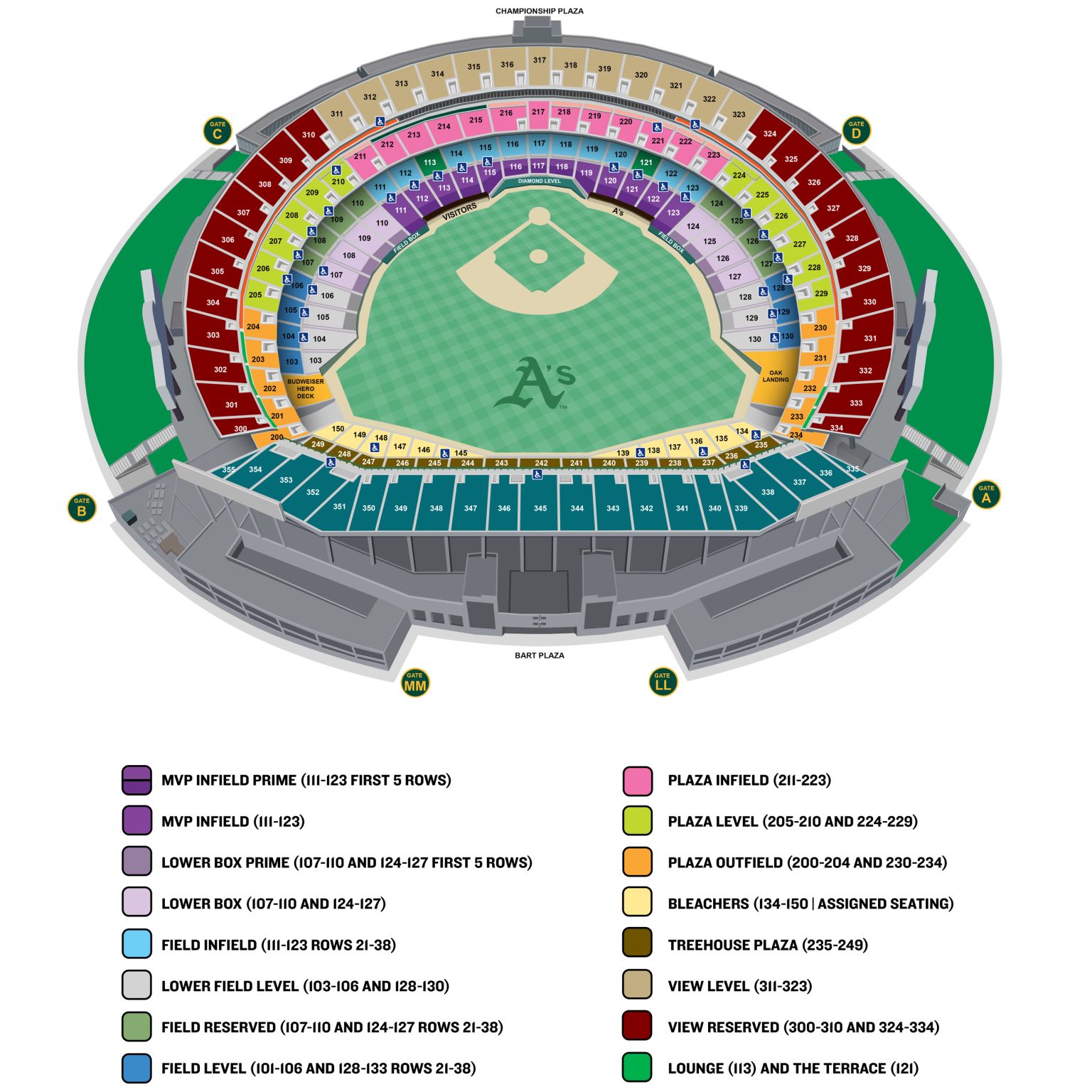 oakland athletics seating chart