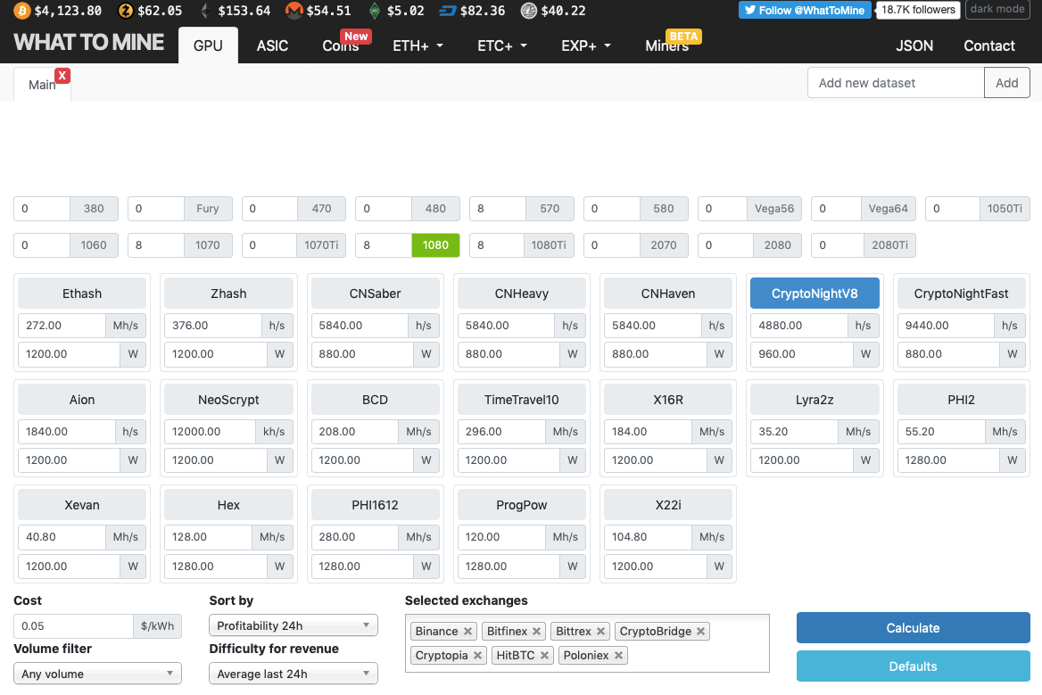 mining calculator gpu