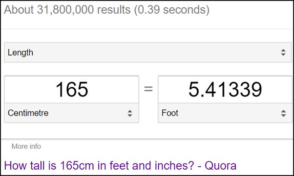 165cm in feet