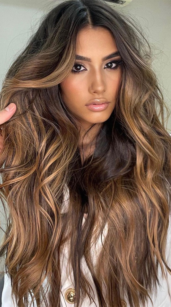 caramel lowlights for brown hair