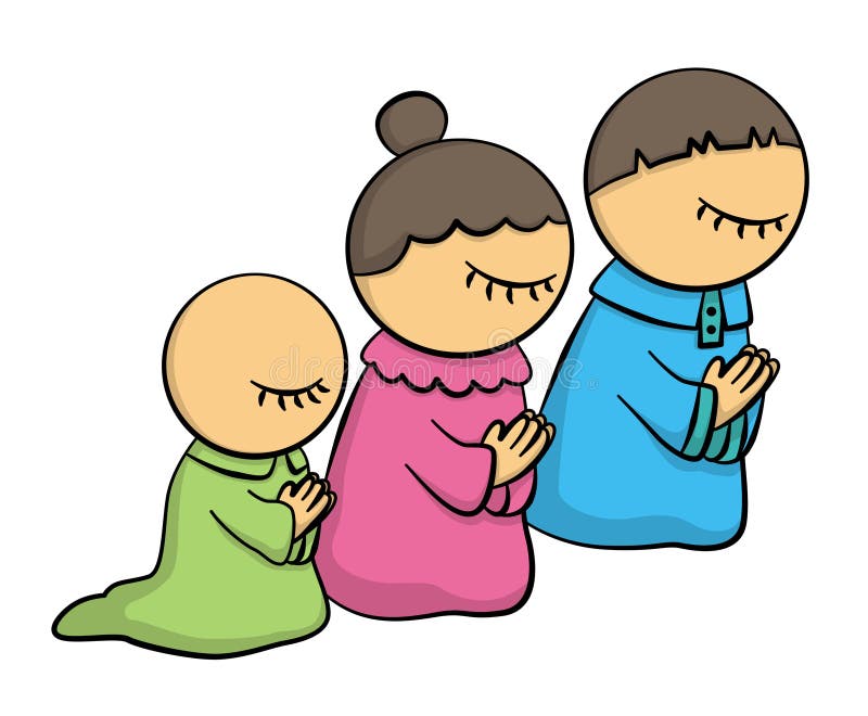 family praying together cartoon