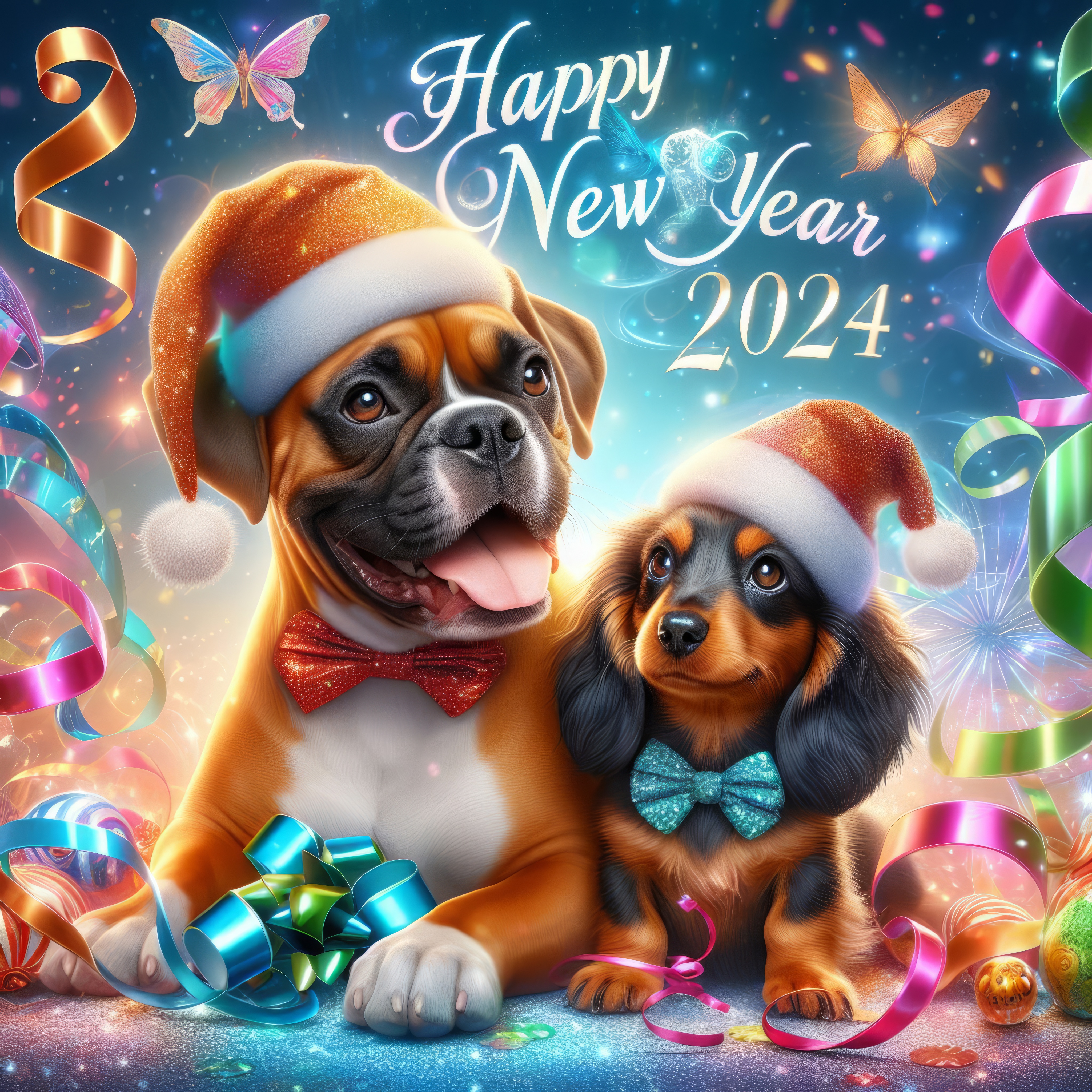 dachshund happy new year 2024