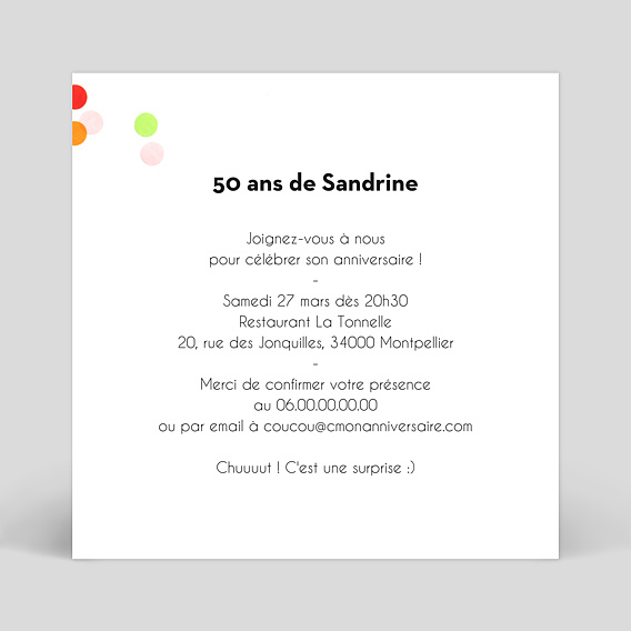 message invitation anniversaire 50 ans