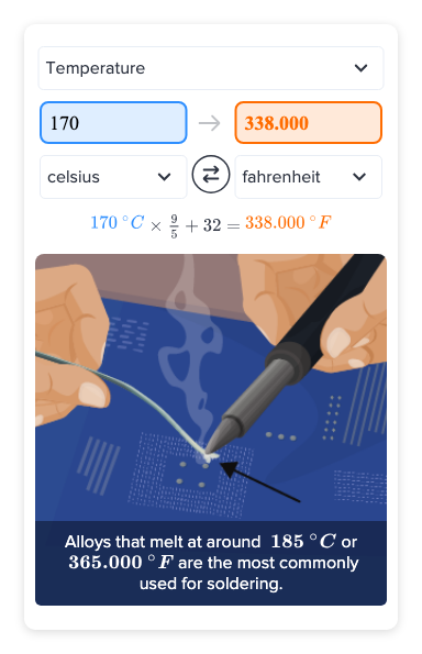 170 degrees c to f