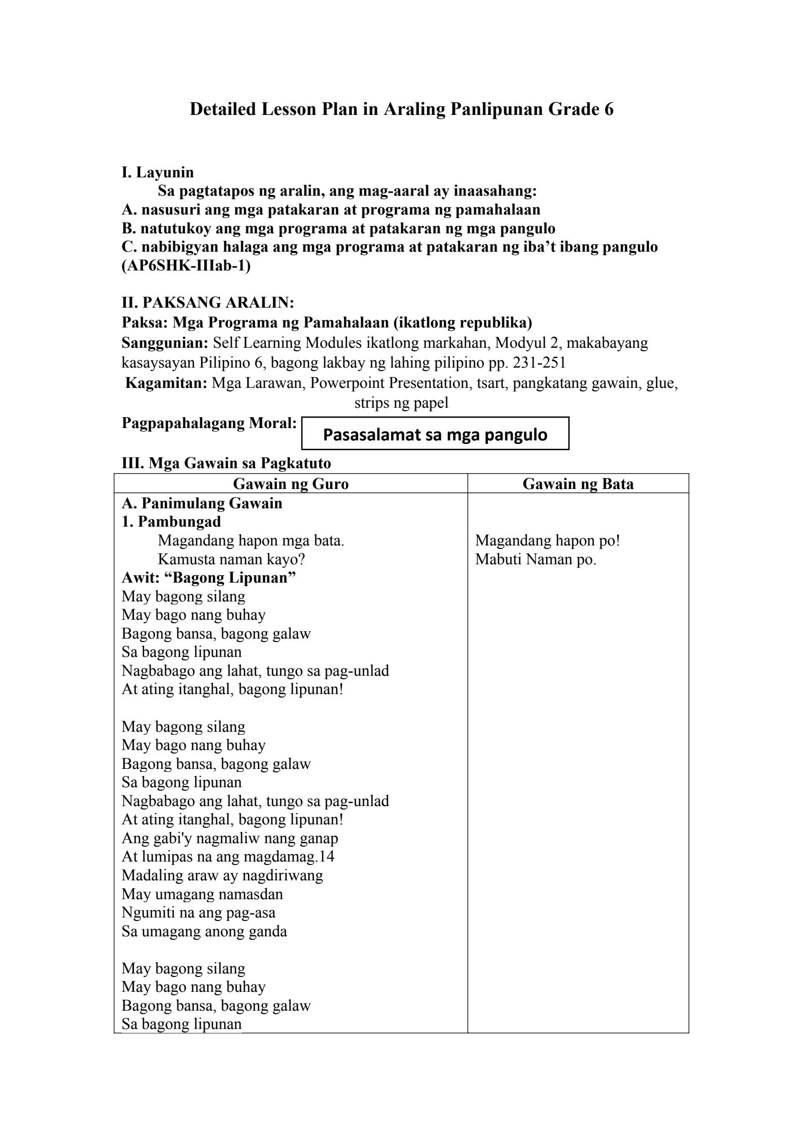 detailed lesson plan in araling panlipunan pdf