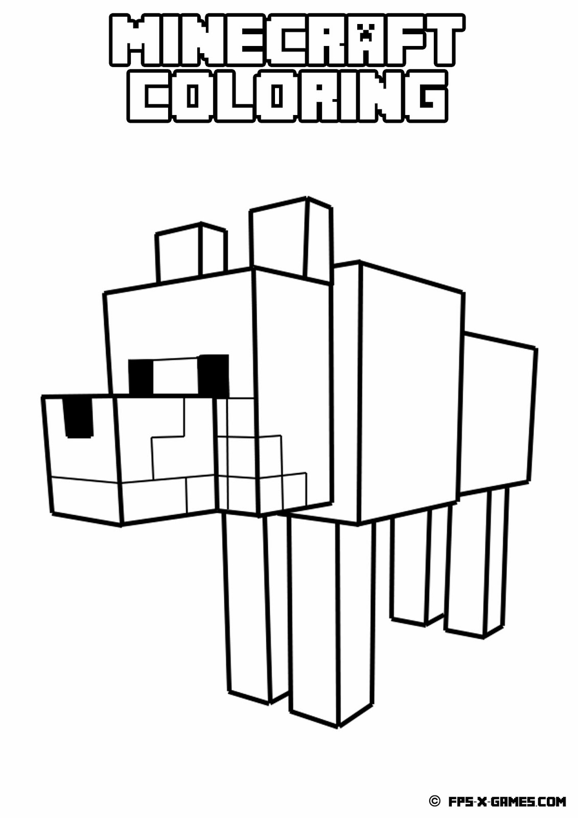 minecraft wolf colouring pages