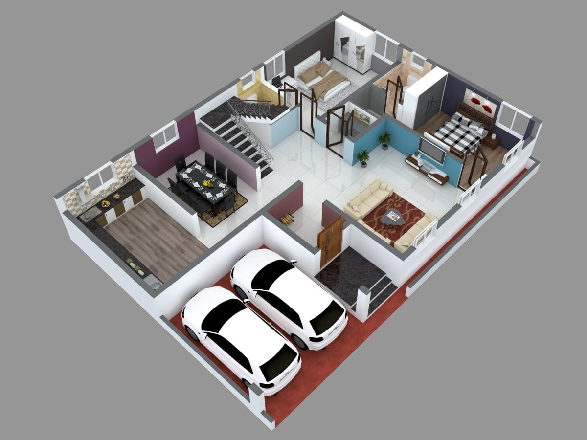 3d floor plans for duplex houses in india