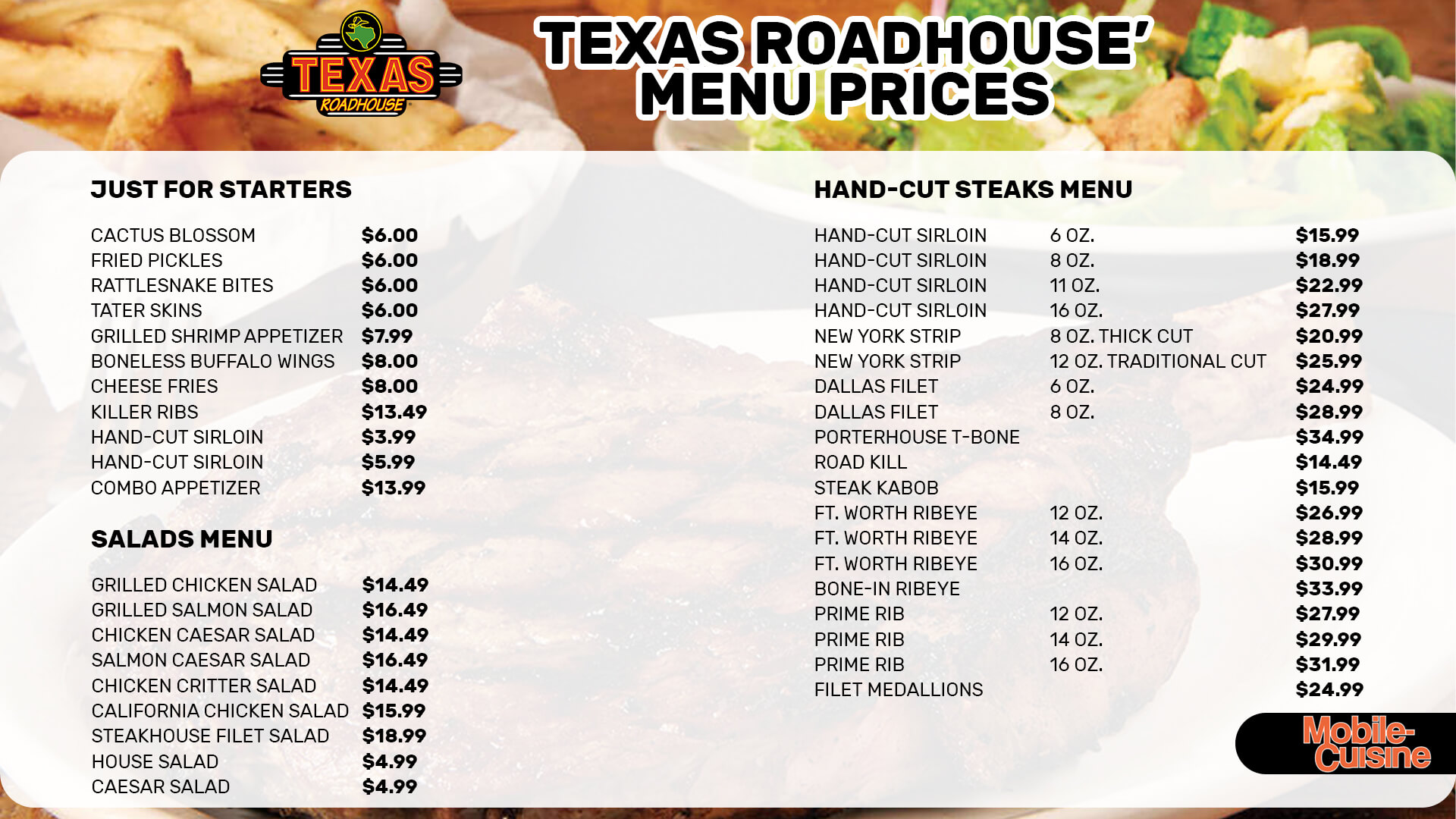 texas roadhouse syracuse ny menu