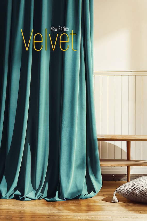 teal velvet drapes