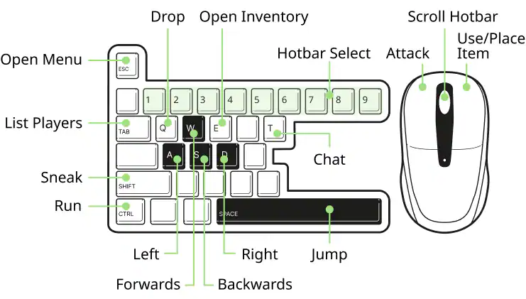 classic minecraft net controls